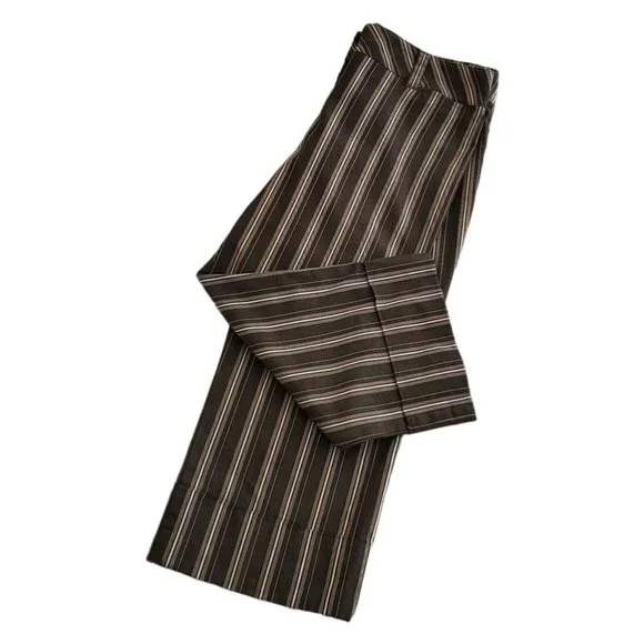 Ann Taylor Loft Striped Cuffed Crop Pants | Like New | 2P | Charcoal White - Picture 11 of 16